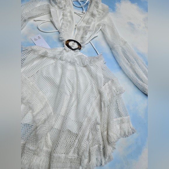 White Crochet Dress Fishnet Festival Dress Boho Hippie Dress - Picture 8 of 16